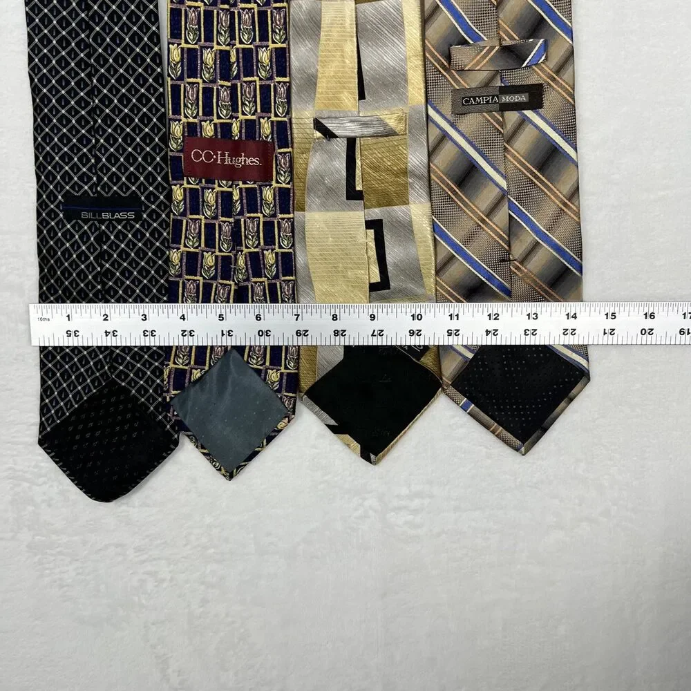 Silk Necktie Lot of 4 Designer Ties Bill Blass CC Hughes Murano Campia